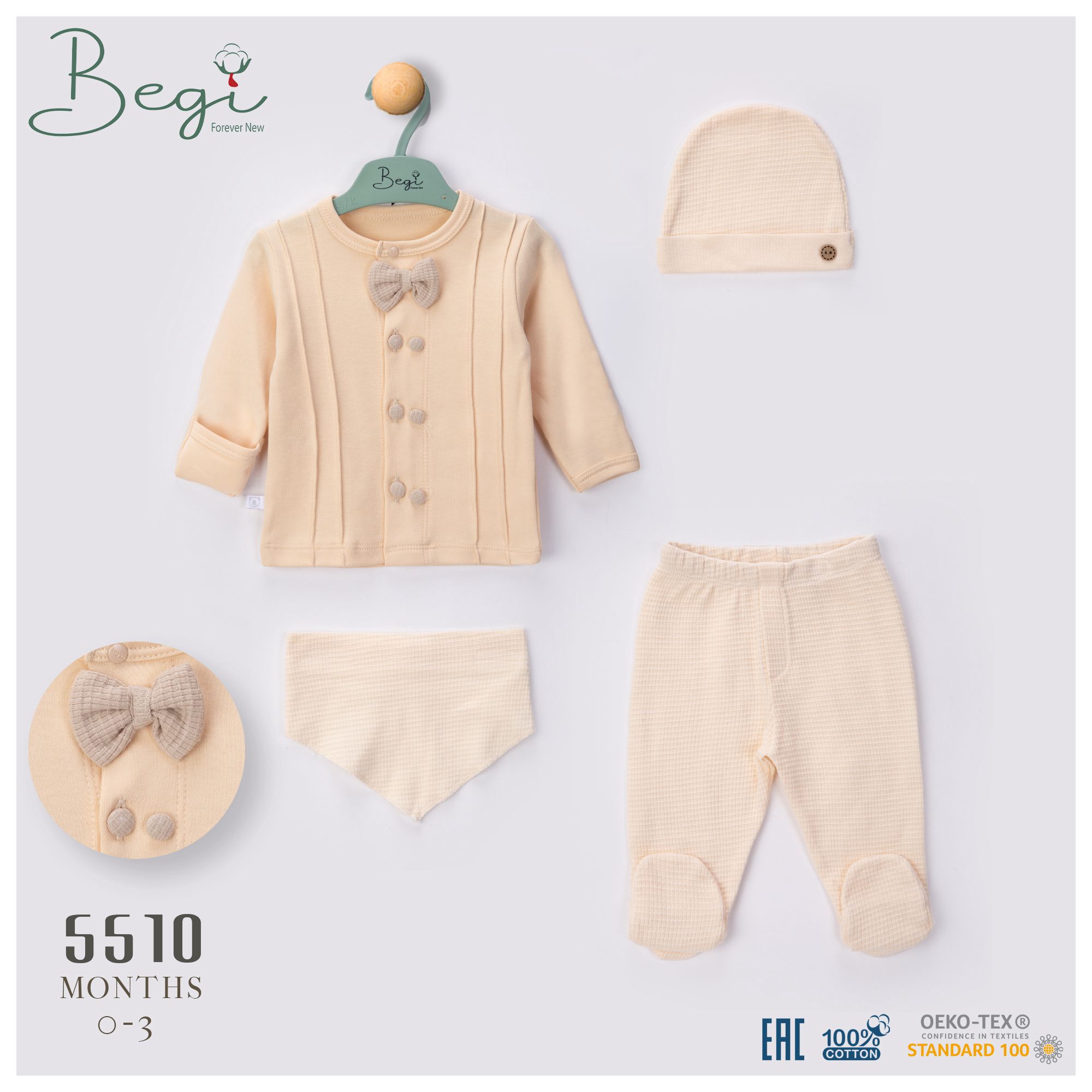 BEGİ-5510 DÜĞMELİ PAPYONLU 5 Lİ SET 
