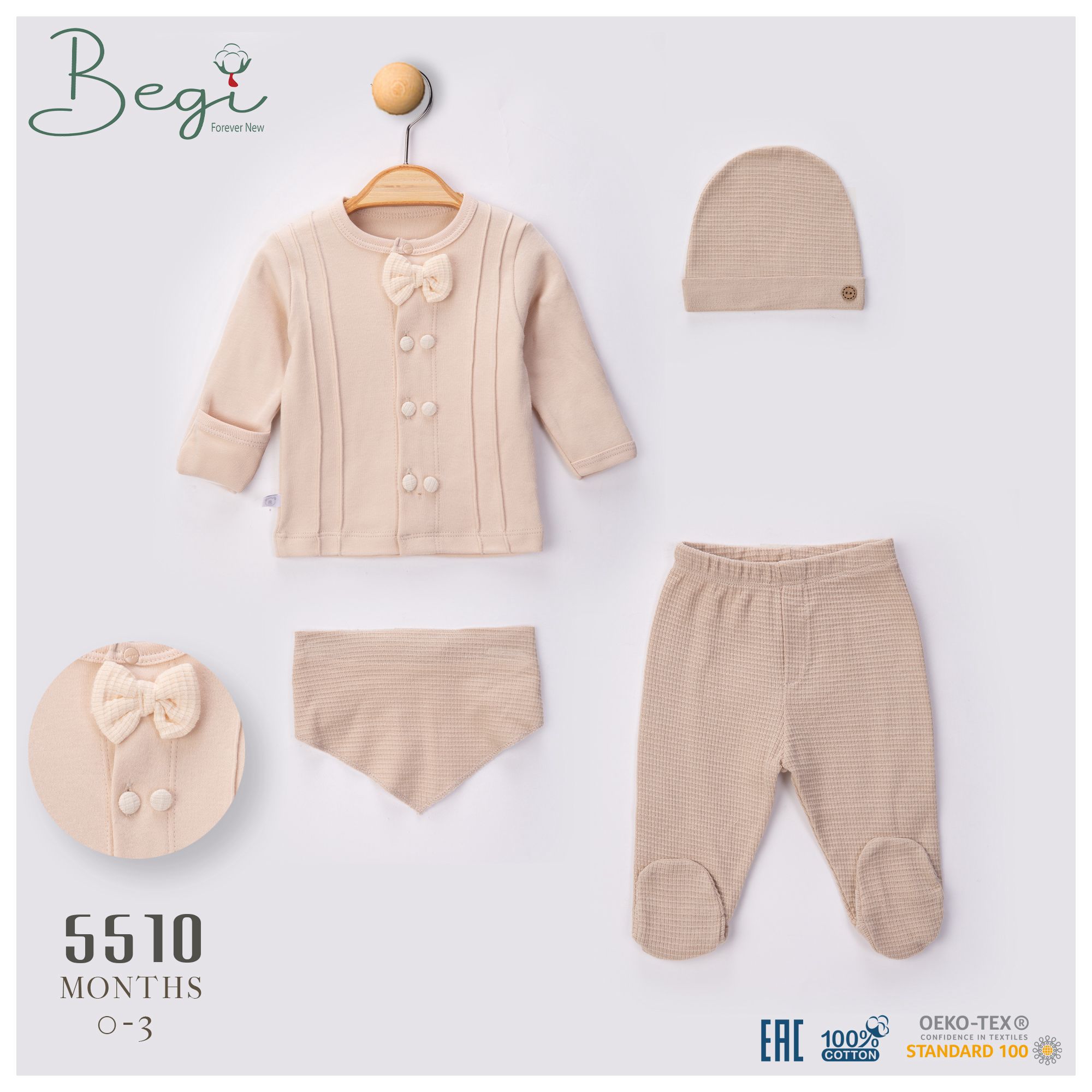 BEGİ-5510 DÜĞMELİ PAPYONLU 5 Lİ SET 