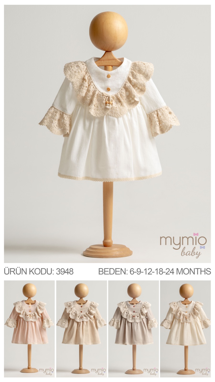 MYMİO-3948 NATURAL BEJ ELBİSE 5'Lİ