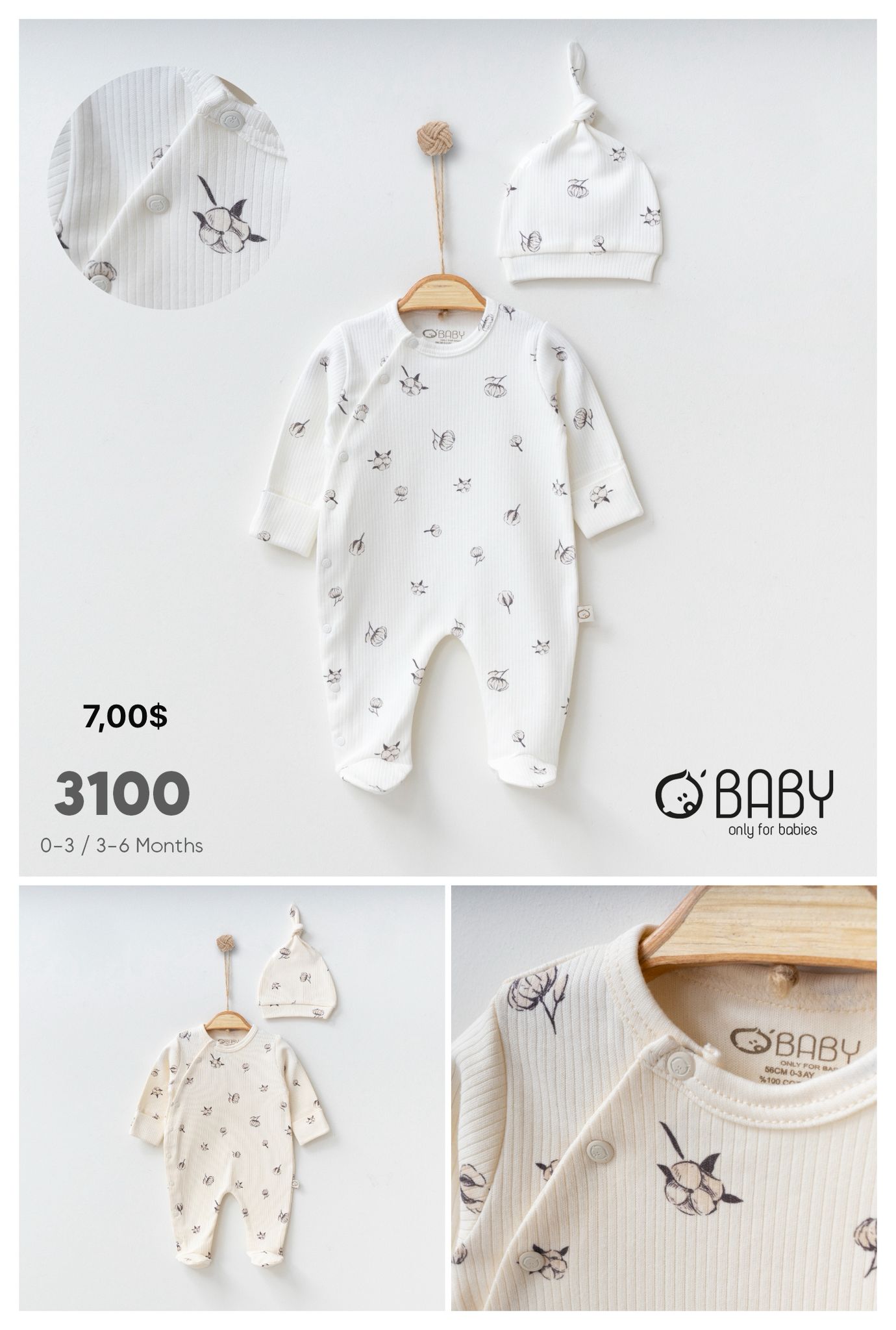 OBABY-3100 RAPORLU PAMUK TULUM 0/6 3'LÜ