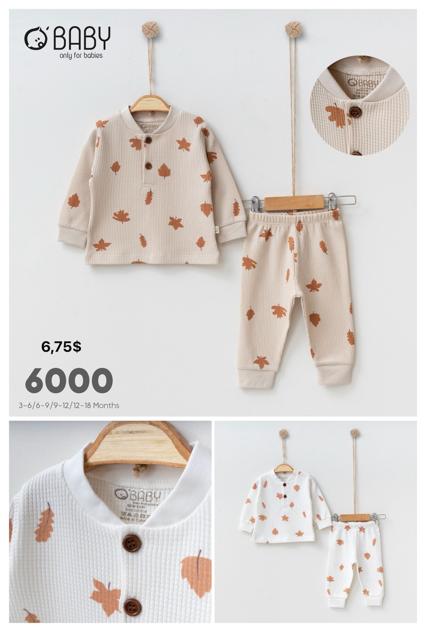 OBABY-6000 WAFFLE YAPRAK 2'Lİ TAKIM 3/18 4'LÜ